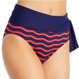 Tommy Bahama Sea Swell Stripe Belted High Waist Bikini Bottom Medium